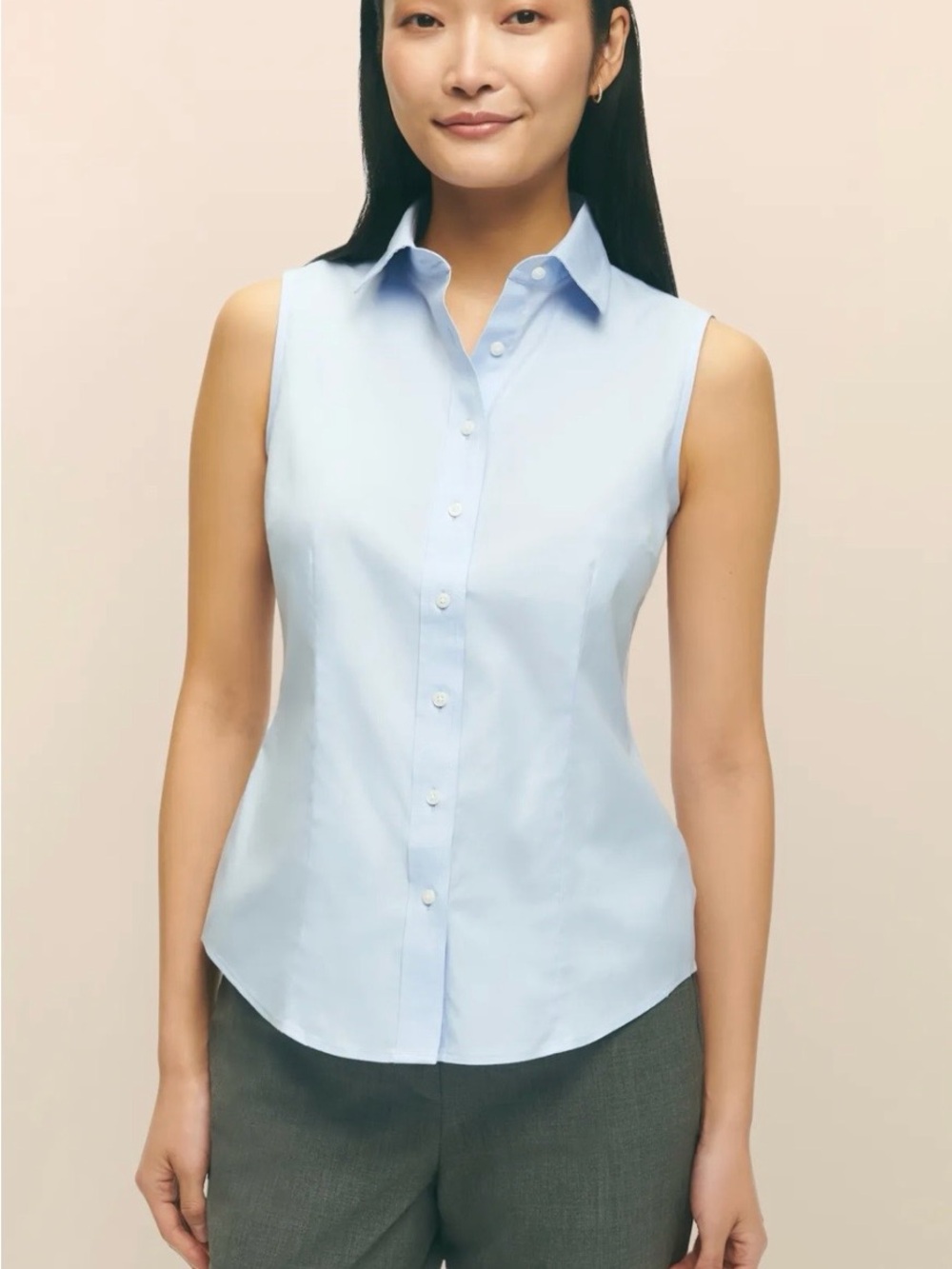 Brooks Brothers Sleeveless Light Blue Button-Front Shirt